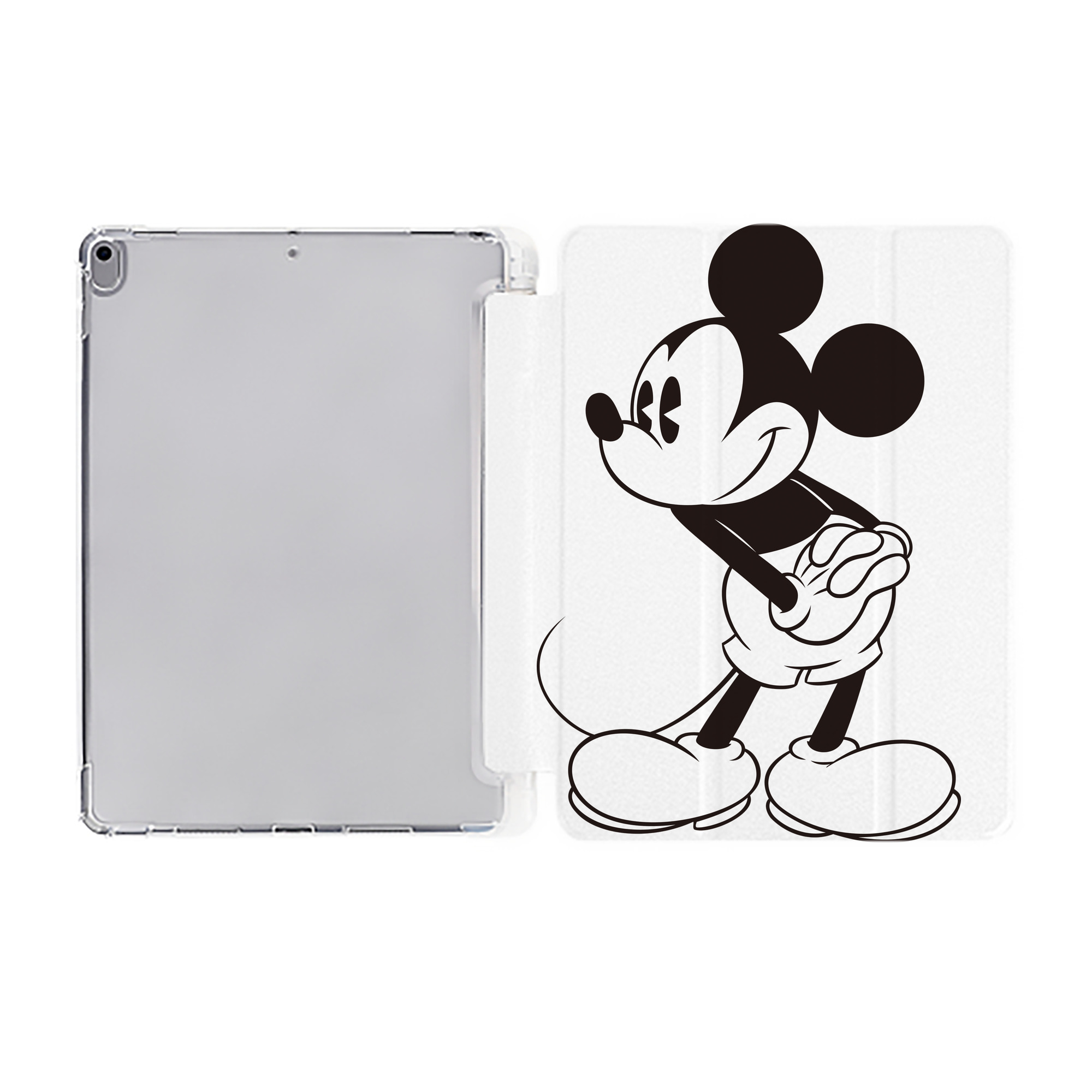 （画像用） ミッキーマウス Mickey Mouse IPad ケース ペン収納付き 三つ折りスタンド PUレザー×シリコン 対応機種9.5/10.5/10.9インチ